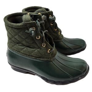 Sperry Saltwater Duck Boots Women’s 6 Green Waterproof Zip
